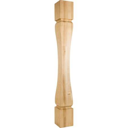 HARDWARE RESOURCES 5" Wx5"Dx42"H Rubberwood Baroque Minimalist Post P82-5-42-RW